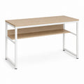 Bureau informatique rectangulaire chêne clair et blanc en panneau de particules et acier 120 x 60 x 75 cm