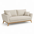 Canapé 3 places beige en polyester avec pieds en bois massif 200 x 88 x 85 cm