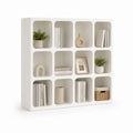 Bibliothèque de rangement blanche en MDF rectangulaire à 12 niches 120 x 120 x 30 cm