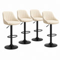 Lot de 4 tabourets de bar réglables crème en cuir synthétique PU avec dossier 48 x 52 x 89-109 cm