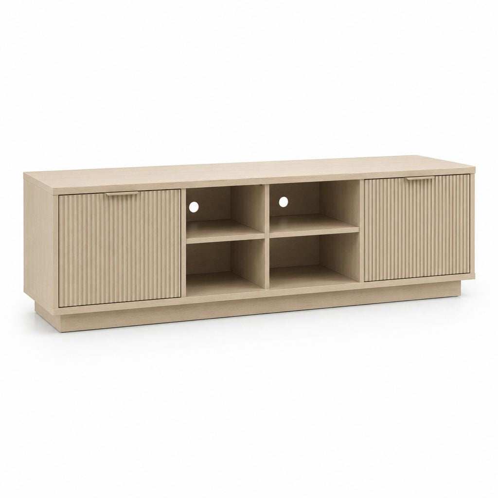 Meuble TV rectangulaire beige en panneaux MDF mélaminés 180 x 40 x 60 cm