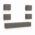 Ensemble meuble TV mural 5 pièces gris anthracite en panneaux de particules mélaminés 180 x 35 x 30 cm