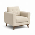 Fauteuil 1 place beige en polyester avec pieds en hévéa massif 88 x 84 x 90 cm