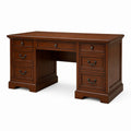 Bureau classique à caissons marron noyer en MDF plaqué rectangulaire 152 x 76 x 76 cm