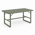 Table de jardin rectangulaire vert olive en aluminium 160 x 90 x 75 cm