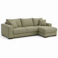 Canapé d'angle 3 places vert sauge en polyester avec méridienne 250 x 160 x 85 cm