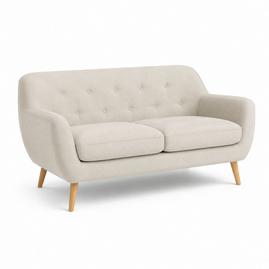 Canapé 2 places beige en polyester forme droite 160 x 85 x 82 cm