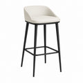 Tabouret de bar avec dossier beige en similicuir PU et acier noir 50 x 53 x 95 cm