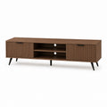 Meuble TV rectangulaire noyer foncé en panneaux de particules 160 x 40 x 55 cm avec 2 portes et 2 niches