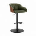 Tabouret de bar réglable vert olive en polyuréthane avec base ronde en acier 52 x 55 x 92-113 cm