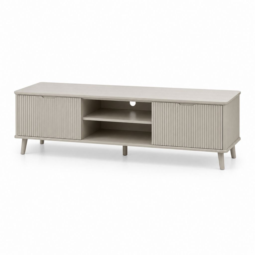 Meuble TV rectangulaire beige en panneaux de particules 160 x 40 x 55 cm